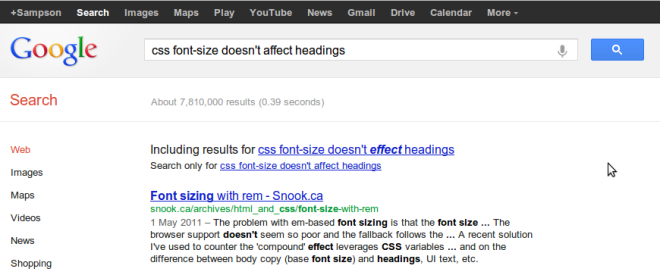 Google search result grammar issue